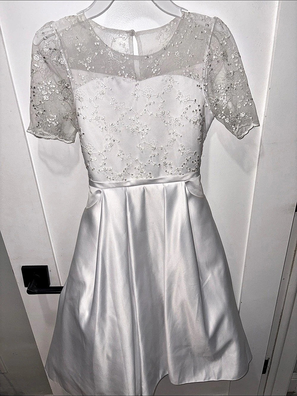 White Floral Lace Mini Dress & shoes